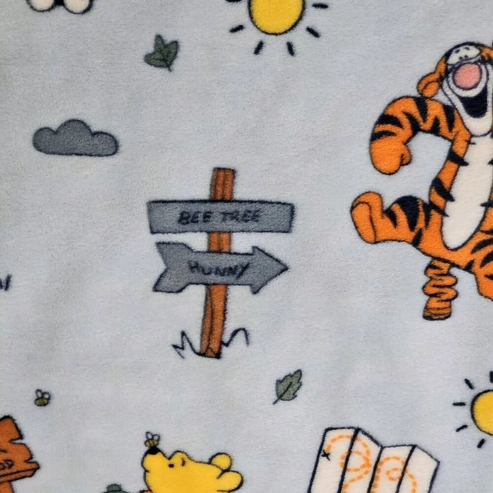Winnie The Pooh Light Blue Plush Throw Blanket Tiktok Viral 50 X‎ 70 NWOT
